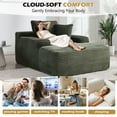 thumbnail image 2 of 67" Chaise Lounge Chair with Wide Armrests, Corduroy Convertible Sleeper Sofa Bed for Living Room, Oversized Deep Seat Lounge with 3 Pillows, No Assembly Required, Green, 2 of 11