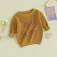 thumbnail image 3 of Okbabeha Baby Toddler Girl Boy Knit Sweater Letter Print Sweatshirt Big Sister Little Sister Matching Outfits Fall Winter Clothes, 3 of 7
