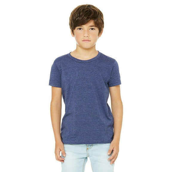The Bella   Canvas Youth Jersey Short Sleeve T-Shirt - HEATHER NAVY - L