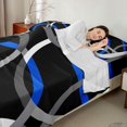 thumbnail image 4 of Manfei Black Blue Circle Queen Sheets,Aesthetic Minimalist Queen Sheet Sets, Black Reversible 4 Pieces1 Flat Sheet + 1 Fitted Sheet + 2 Pillowcases, 4 of 6