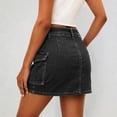thumbnail image 2 of SONXAHE Dual Button Waist Cargo Mini Skirt for Women Side Cargo Pocket Street Daily Denim Skort, 2 of 6