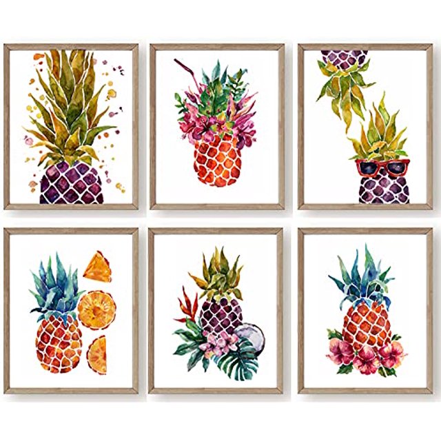 Pineapple Wall Art 8X10 UNFRAMED Pineapple Bathroom Decor Pictures Wall Art Posters Artwork