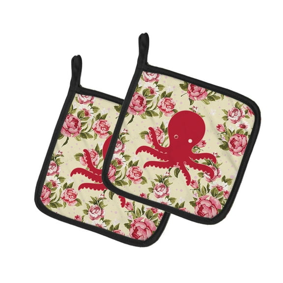 Caroline's Treasures BB1090-RS-YW-PTHD Octopus Shabby Chic Yellow Roses Pair of Pot Holders , 7.5HX7.5W, multicolor