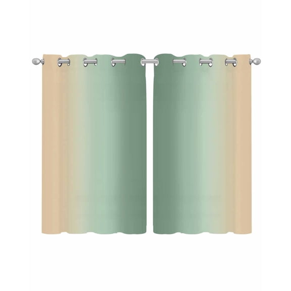 Sage Green Yellow Ombre Sheer Curtains 54 Inch Length 2 Panels Set for Living Room/Bedroom, Farmhouse Modern Gradient Art Kitchen Curtains Grommet Semi-Sheer Curtains Window Treatments 42"x54"x2