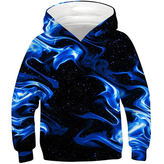 Youth Patterned Hoodie Multi-Color Geometric Print Long Sleeve Sweatershirt