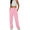 thumbnail image 3 of Womens Cargo Sweatpants Wide Leg Baggy Fleece High Waisted Sweats Pants Athletic Trousers with Pockets 2023, 3 of 11