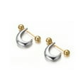 thumbnail image 2 of Airokiy Silver Chunky Stud Earrings for Women, Trendy Gold Plated Hypoallergenic Half Hoop Huggie Earrings, 2 of 6