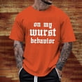 thumbnail image 2 of Mens Tshirts Summer Funny Festival Letter Printed Short Sleeve Graphic Tees Lightweight Breathable Soft Comfortable Casual Men Shirts Orange XXL, 2 of 6