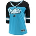 thumbnail image 2 of Women's 5th & Ocean by New Era Blue Carolina Panthers Mesh Long Sleeve T-Shirt, 2 of 3