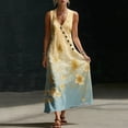 thumbnail image 3 of Oplxuo Summer Maxi Dresses for Women Linen V Neck Sleeveless Beach Sundress Button Casual Loose Tank Dress with Pockets, 3 of 7