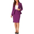 thumbnail image 2 of INSPIRE CHIC Women's Skirt Sets Collarless Suit Blazer and Pencil Skirts 2 Piece Chic Outfits L Dark Purple, 2 of 6