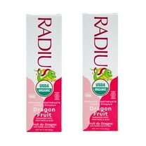 RADIUS USDA Organic Kids Toothpaste 3oz Non Toxic Chemical-Free Gluten-Free Designed to Improve Gum Health for Children's 6 Months and Up - Dragon Fruit - Pack of 2