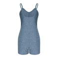 thumbnail image 5 of QATAINLAV Ribbed Knitted Summer Rompers for Women Casual Sleeveless Spaghetti Strap Short Jumpsuits Beach Onesie Shorts with Pockets Blue L, 5 of 10