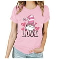 thumbnail image 2 of Craaazy Women's Pink Valentines Shirts Cute Love Heart Printed Short Sleeve Tops Gifts, 2 of 5