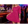 thumbnail image 2 of Midi Summer Dresses Sequin Dress for Women Sparkly Tiered Flowy Mini Dresses Formal Gowns Half Sleeves Crew Neck Cocktail Party Dresses for Homecoming L, 2 of 5