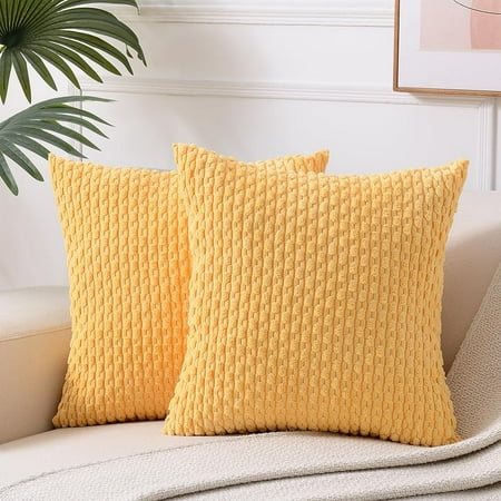 

Fancy Homi 2 Packs Yellow Spring Decorative Throw Pillow Covers 16x16 inch for Couch Bed Sofa Modern Farmhouse Boho Home Decor Soft Cute Plush Corduroy Cushion Case 16x16
