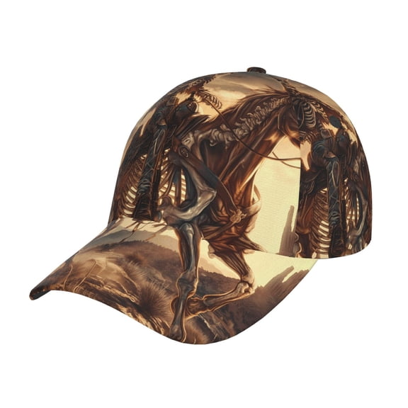 Teaboi Western Skeleton Cowboy Horse Pattern Baseball Cap, UV Protection Adjustable Sports Cap, Outdoor Hat for Men and Women