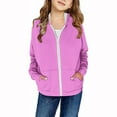 thumbnail image 6 of Lenpel Toddler Zip up Hoodie Long Sleeve Solid Color Girls Fashion Sweatshirts Fall Outwear with Pockets 4-12 Y, 6 of 7
