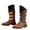 Brown-A, variant on Men’s 250th Anniversary Square Toe Mid-Calf Boots Western Cowboy Style Low Heel Ankle Boots American Independence Day Casual Outdoor Riding Boots