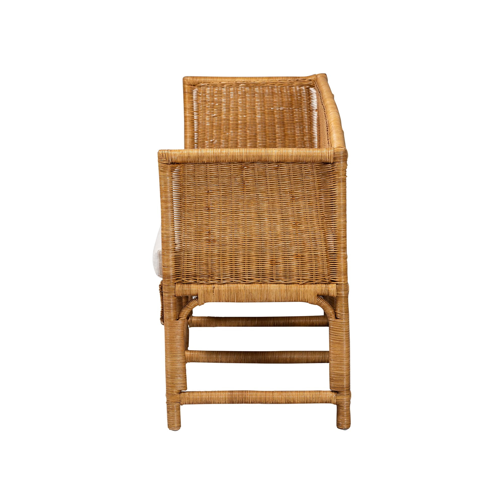 bali & pari Serenay Boho Dining Bench, 77", Natural Rattan