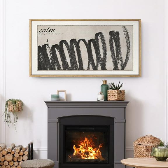 IDEA4WALL Extra Large Framed Canvas Print Wall Art Zen Simplicity Calm and Simple, Bold Brushstrokes Vintage Art Abstract Spiral Print Wall Decor Oversized Artwork Relax/Calm for Room - 60"x30"
