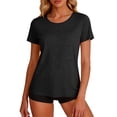thumbnail image 3 of Tqcoqu Womens Workout Short Sleeve Shirts Round Neck with Breathable Mesh Lightweight for Fitness Yoga Running,Black,Women's S-XXL, 3 of 10