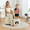 Beige Stripes, variant on Upholstered Barrel Chair with 360° Swivel, Vanity Stool for Bedroom & Dining Chair with Built-in Storage, Soft Padded Accent Seat, Multi-Functional for Dressing Dining, Beige Stripes
