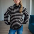 thumbnail image 5 of Juebong Stripe Sweater for Women Crewneck Sweaters Spring Fall Pullover Blouse Sweatshirts Long Sleeve Knit Sweater, 5 of 6