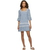Scoop Women's Floral Print Dress with Ruffle Sleeves