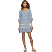 Scoop Women's Floral Print Dress with Ruffle Sleeves