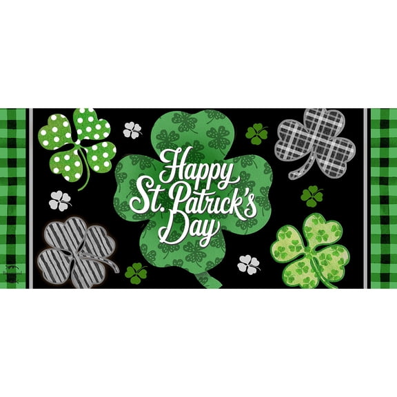 Briarwood Lane St. Patrick's Day Scattered Shamrocks Mini Mat 22x10 Indoor Outdoor For St. Patrick's Day Doormat