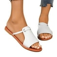 thumbnail image 4 of BLTIBY Women's Open Toe Flats Slippers Wedge Sandals Summer Comfortable Round Non-Slip Sandals Fashionable Outdoor Casual Shoes White 36, 4 of 9