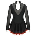 thumbnail image 4 of Sholeno Kids Girls Shiny Ice Figure Skating Dress Mesh Long Sleeve Roller Skating Dance Competition Red 10, 4 of 7