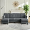 thumbnail image 1 of ZAFLY U Shaped Sectional Sofa, 6-Seats Modular Sectionals with Removable Ottoman, Corduroy Couches and Sofas for Living Room, Dark Gray, 1 of 6