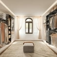 thumbnail image 3 of MAYEERTY Gray 96*16*75" Heavy Duty Wood Closet Organizer, 4 Rods & 5 Shelves, Fits 5-10 ft Spaces, 3 of 7