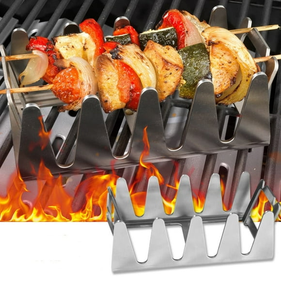 Kebab Rack Stainless Steel Shish Kebab Skewers Rack Universal Barbecue Skewers Holder Grilling Accessories