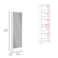 thumbnail image 3 of Xl Shoe Cabinet In White With Built-in Mirror And 5 Shelves - Holds Up To 10 Pairs Of Size 11 Men's Shoes, Modern For Living Area Xl White. Included, Interior Shelves. Single Door. Primary Living., 3 of 4