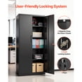 thumbnail image 6 of KFFKFF Metal Storage Cabinet, 68.9 in Steel Lockable Cabinet with 4 Adjustable Shelves, Magnetic Doors, 2 Keys, 5-Tier Storage for Garage, Pantry, Basement, Laundry, Office, Black, 6 of 9