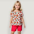 thumbnail image 2 of XFHLMJFF Casual Outfits For Girls Cute Summer Children Short Sleeve Cartoon Print T-Shirt Floral Tops Shorts Two Pieces Set Trendy Suit, 2 of 5