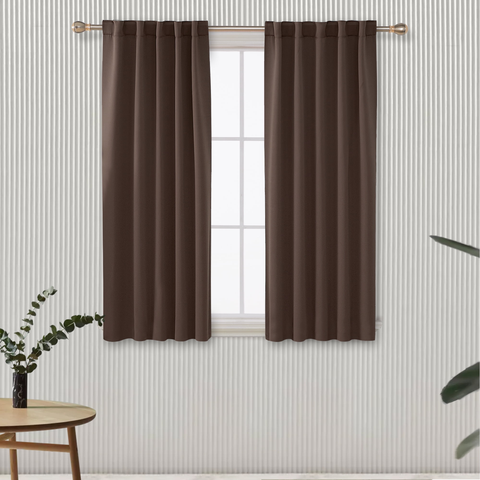 Deconovo Brown Blackout Curtains for Living Room Rod Pocket and Back