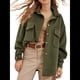thumbnail image 2 of Chaqueta de Larga con Solapa Suelta para Mujer, Cárdigan Irregular con Bolsillo de Verde L, 2 of 8