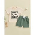 thumbnail image 4 of Jaweiwi Toddler Boys Summer Outfits 6 12 18 24Months 2T 3T Letter Print Short Sleeve T-Shirts Tops Elastic Waist Shorts 2Pcs Clothes Set, 4 of 9