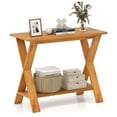 thumbnail image 1 of Costway 35.5-Inch Long Entryway Table with Storage Shelf Solid Teak Wood Console Table, 1 of 10
