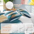 thumbnail image 2 of 3 Piece Abstract Teal Gold Duvet Cover Set Twin Size, Microfiber Comforter/Quilt Cover with Corner Ties and 2 Pillowcases, Green White Wall Art Textured All Season Soft Bedding with Zipper Closure, 2 of 8