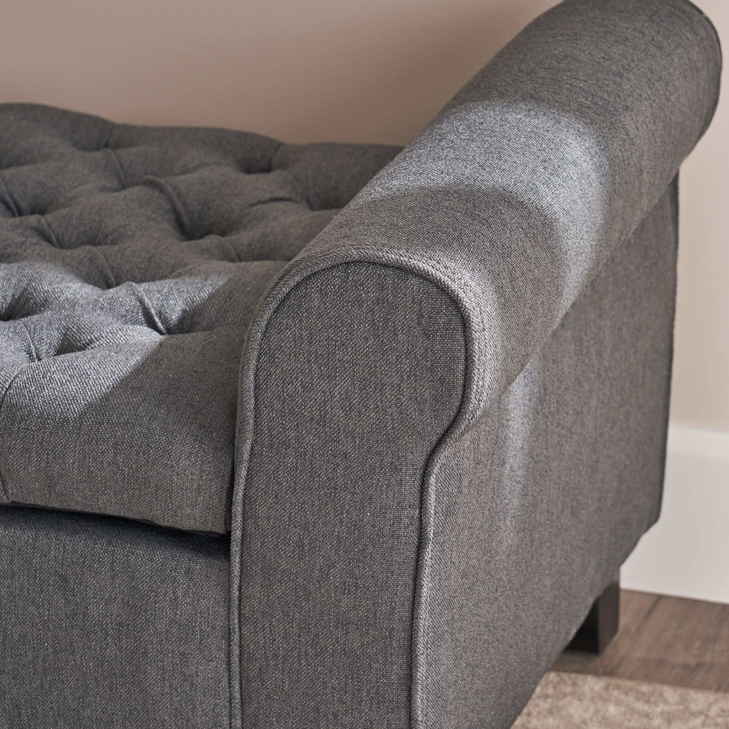 Euroco 50" Fabric Armed Storage Bench, Modern Upholstered Padded Storage Bench for Entryway Bed Foot Entryway, Gray