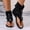 Black, variant on Plus Size Women's Casual Ankle Bootie Sandals, Solid Round Open Toe Thong Style, Rear Zipper Flat Soft Sole Footwear Brown 38