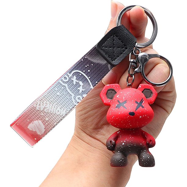 Llavero con forma de oso para hombre y mujer, llavero de resina de Color degradado, fácil de llevar, llavero de Metal con colgante de Animal bonito