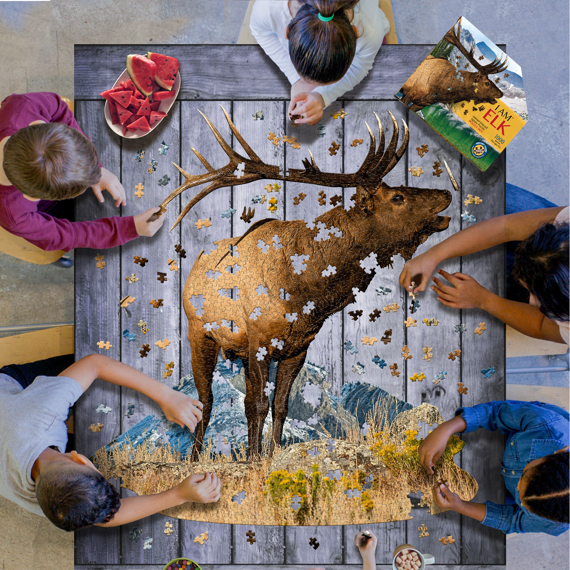 Madd Capp ELK 1000 Piece Jigsaw Puzzle For Ages 12 and up – 7002 -  Unique-Shaped Border, Poster Size, Challenging Random Cut, Five-Sided Box  Fits on