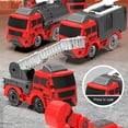 thumbnail image 4 of Qonioi Puzzle Transformation Engineering Vehicle, 5-in-1 Fire Truck to Robot Model, Press Go Toy Set Transforming Vehicle, 4 of 6