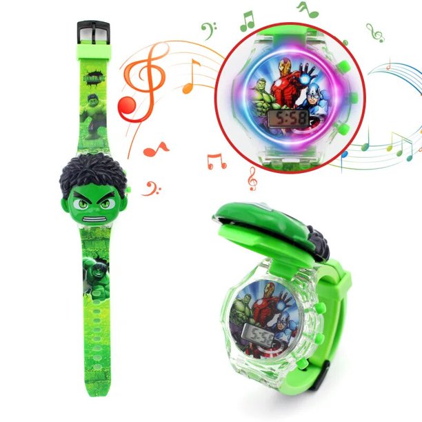 Disney-Reloj de los Vengadores de Frozen para niños, Spiderman, iron Man, luz intermitente, luminoso, juguetes para niños y niñas, regalo de cumpleaños